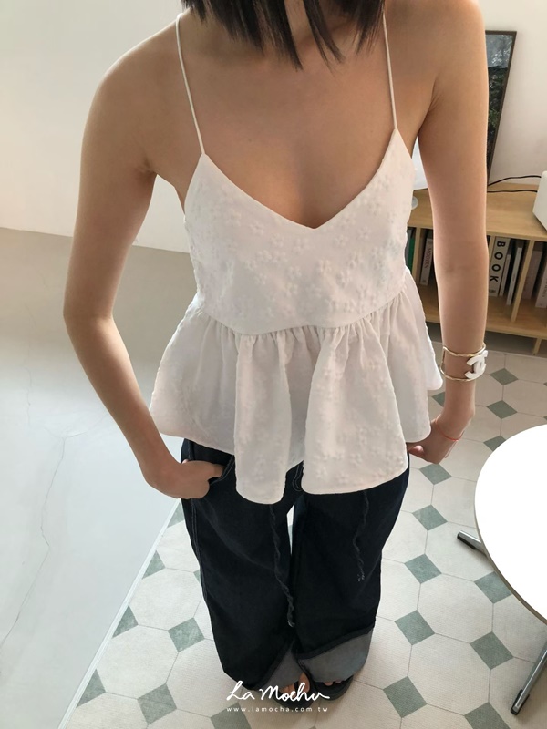 美背蕾絲傘擺上衣